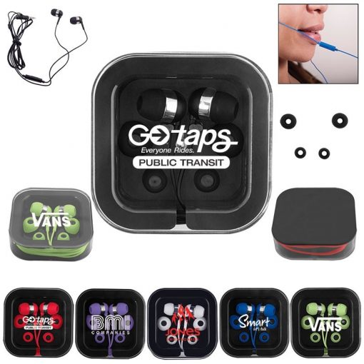 Earbuds w/Microphone in Square Case