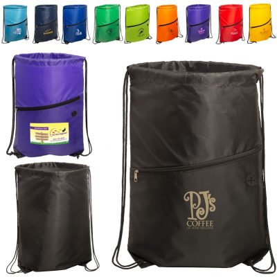 Incline Drawstring Backpack w/Zipper-1