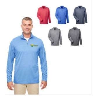 Ultraclub® Men's Cool & Dry Heathered Performance Quarter-Zip Shirt