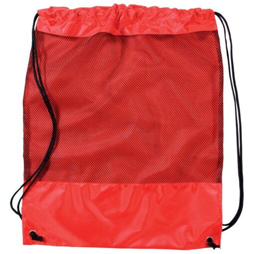 Mesh Panel Drawstring Backpack Bag-2