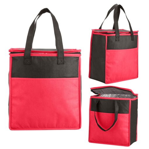 Two-Tone Flat Top Insulated Non-Woven Grocery Tote-3