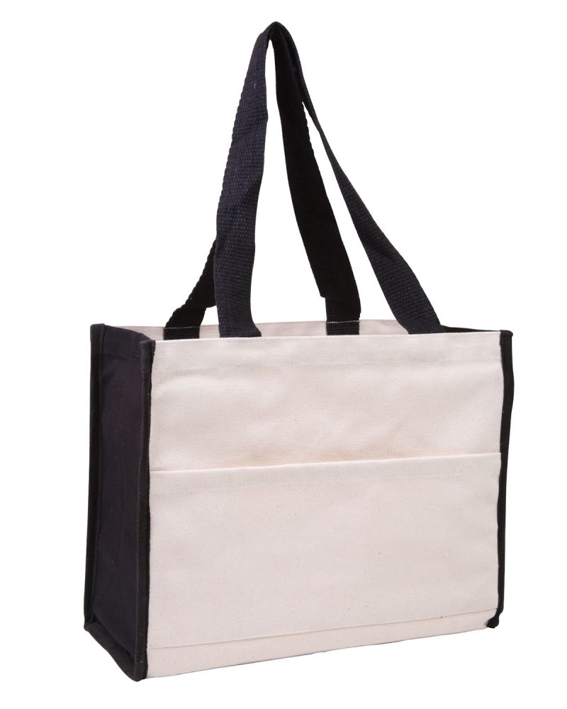 Cotton Gusset Accent Box Tote Bag - 1