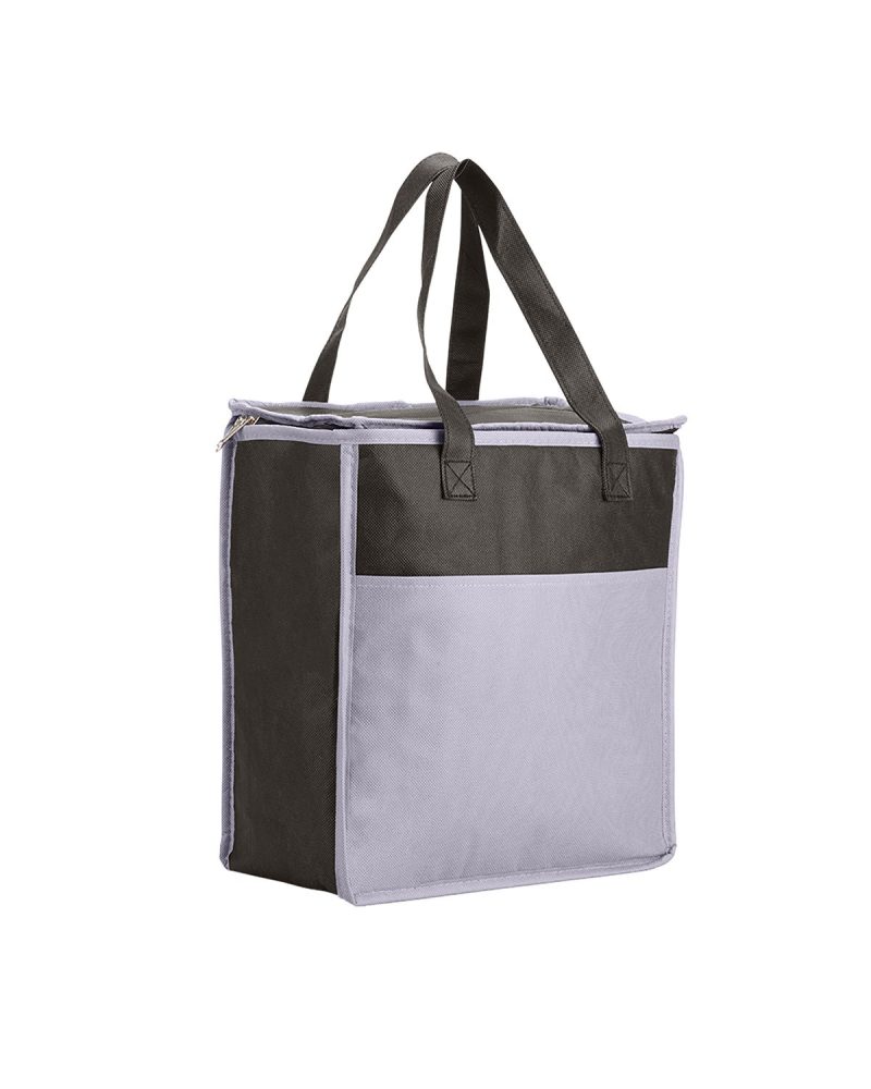 Two-Tone Flat Top Insulated Non-Woven Shopping Tote Bag - 4
