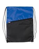 Two-Tone Poly Drawstring Backpack With Zipper - 1