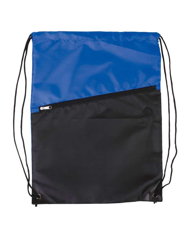 Two-Tone Poly Drawstring Backpack With Zipper - 1