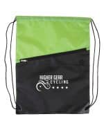 Two-Tone Poly Drawstring Backpack With Zipper