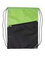 Two-Tone Poly Drawstring Backpack With Zipper - 3