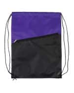 Two-Tone Poly Drawstring Backpack With Zipper - 4